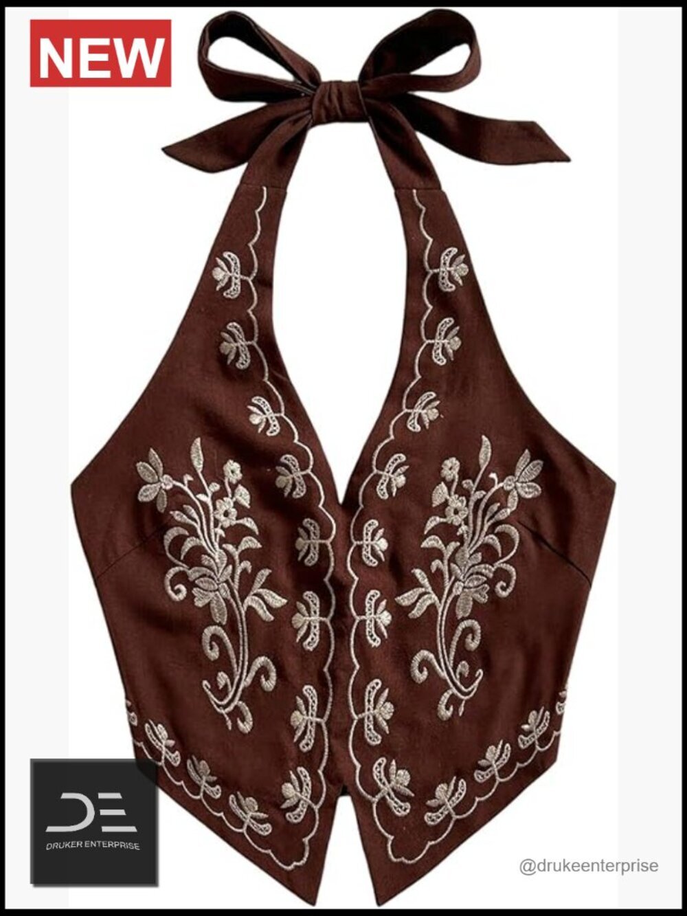 Floral Boho Halter Crop Top with Tie Backless